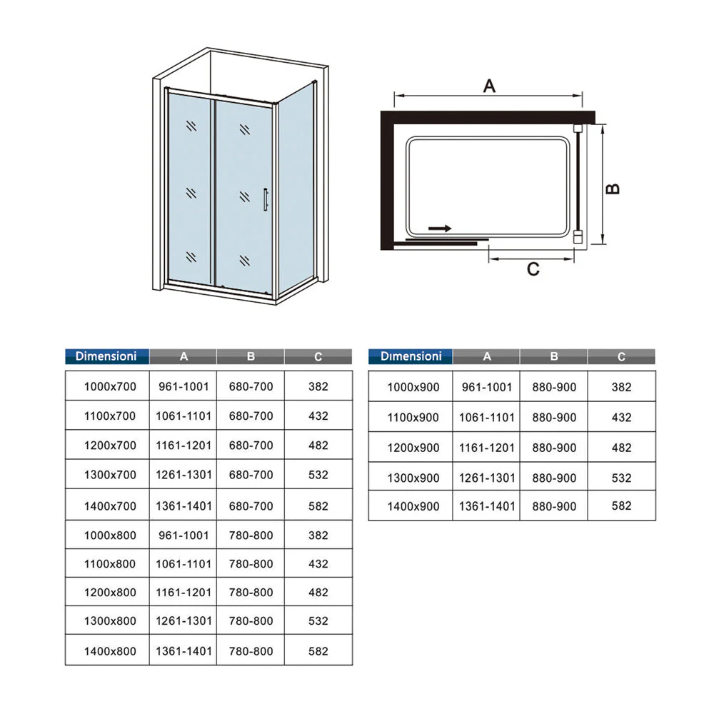 120cm Box Doccia Angolare Porta Scorrevole con Parete Fissa Vetro Temperato 5mm Satinato Opaco H.185cm - Image 8