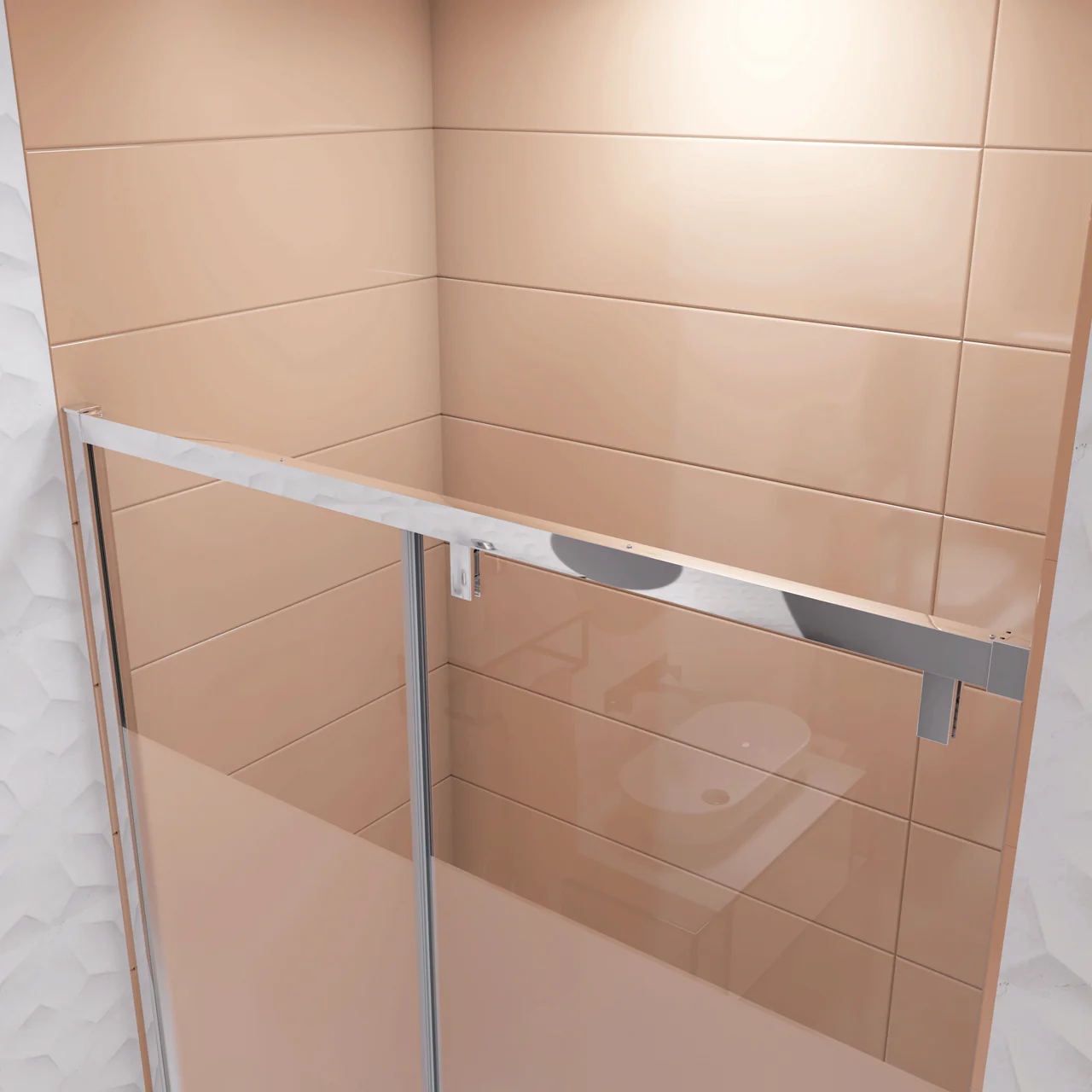 120x190cm Box Doccia per Nicchia Porta Scorrevole in Vetro Temperato 6mm Anticalcare Fascia Satinata Centrale Profilo Cromo Lucido - Image 4