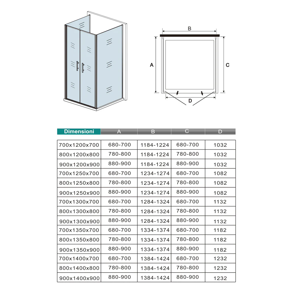 185cm Box Doccia a Tre Lati Porta Battente Saloon Doppia Parete Fissa Vetro da 6mm Temperato Anticalcare Barra Stabilizzatrice 45cm Cromo Lucido - Image 8