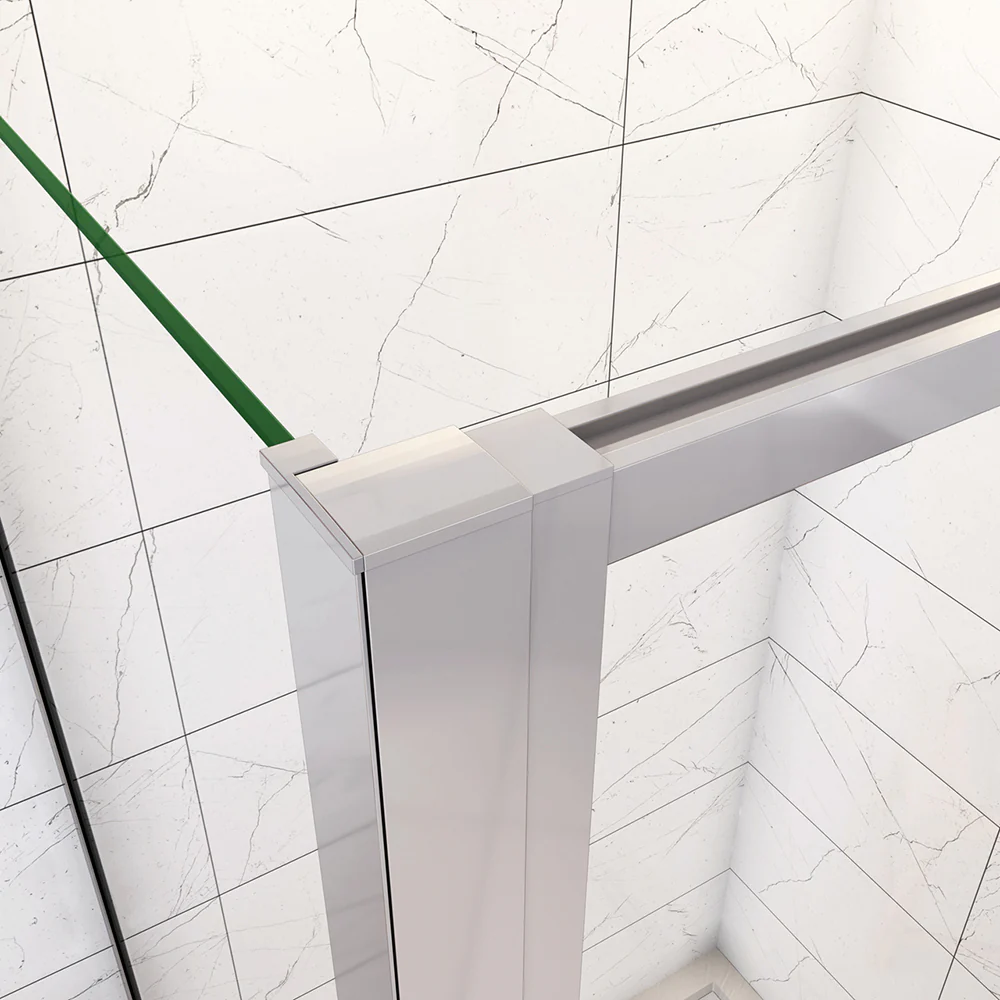 185cm Box Doccia a Tre Lati Porta Girevole Battente con Doppia Parete Fissa Vetro Temperato Trasparente 5mm Profilo Cromo Lucido - Image 5