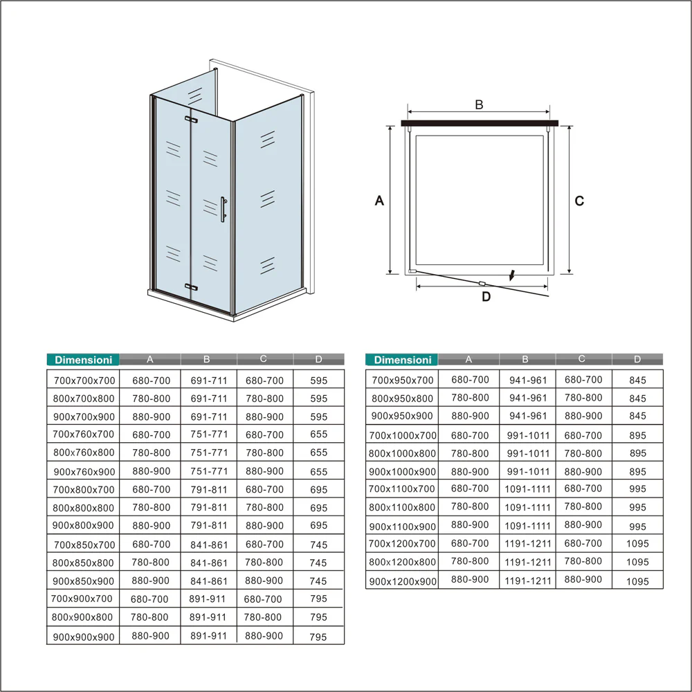 185cm Box Doccia a Tre Lati Porta Pieghevole a Libro Doppia Parete Fissa Vetro da 6mm Temperato Anticalcare Barra Stabilizzatrice 45cm Cromo Lucido - Image 10