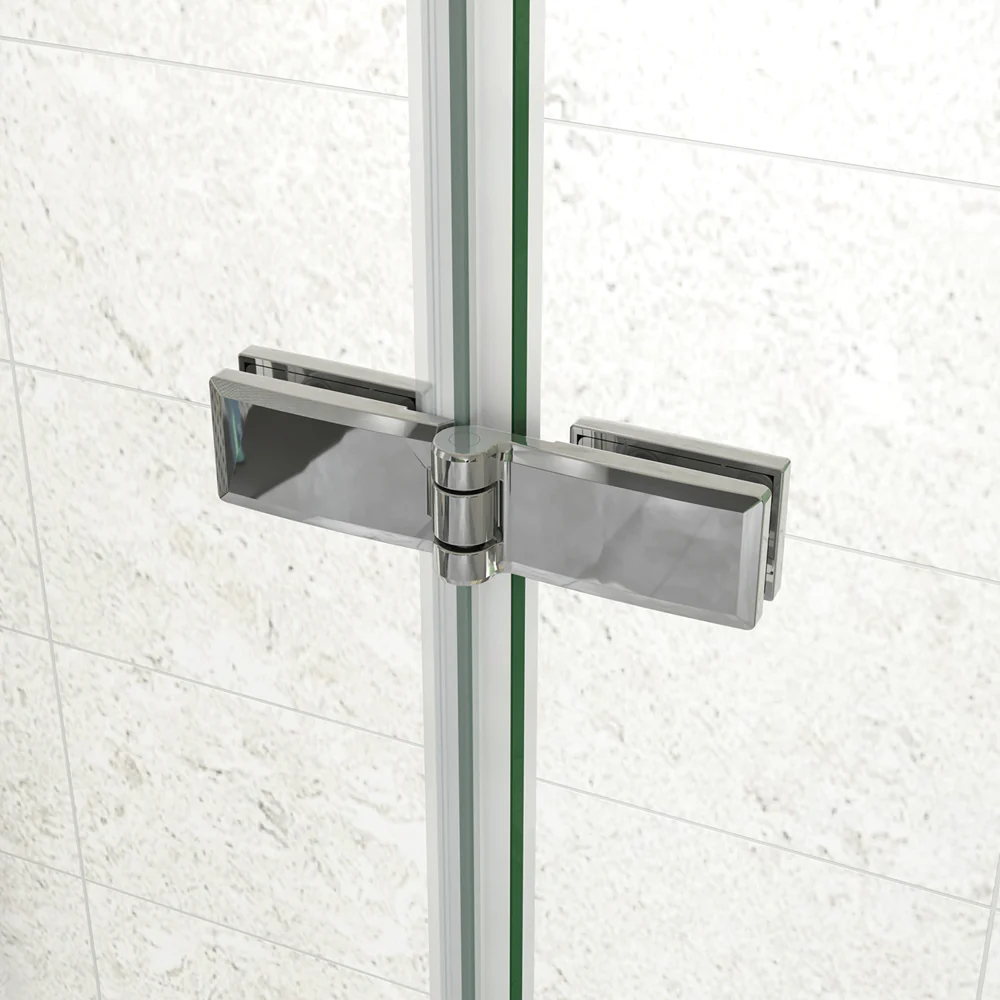 185cm Box Doccia a Tre Lati Porta Pieghevole a Libro Doppia Parete Fissa Vetro da 6mm Temperato Anticalcare Barra Stabilizzatrice 45cm Cromo Lucido - Image 8