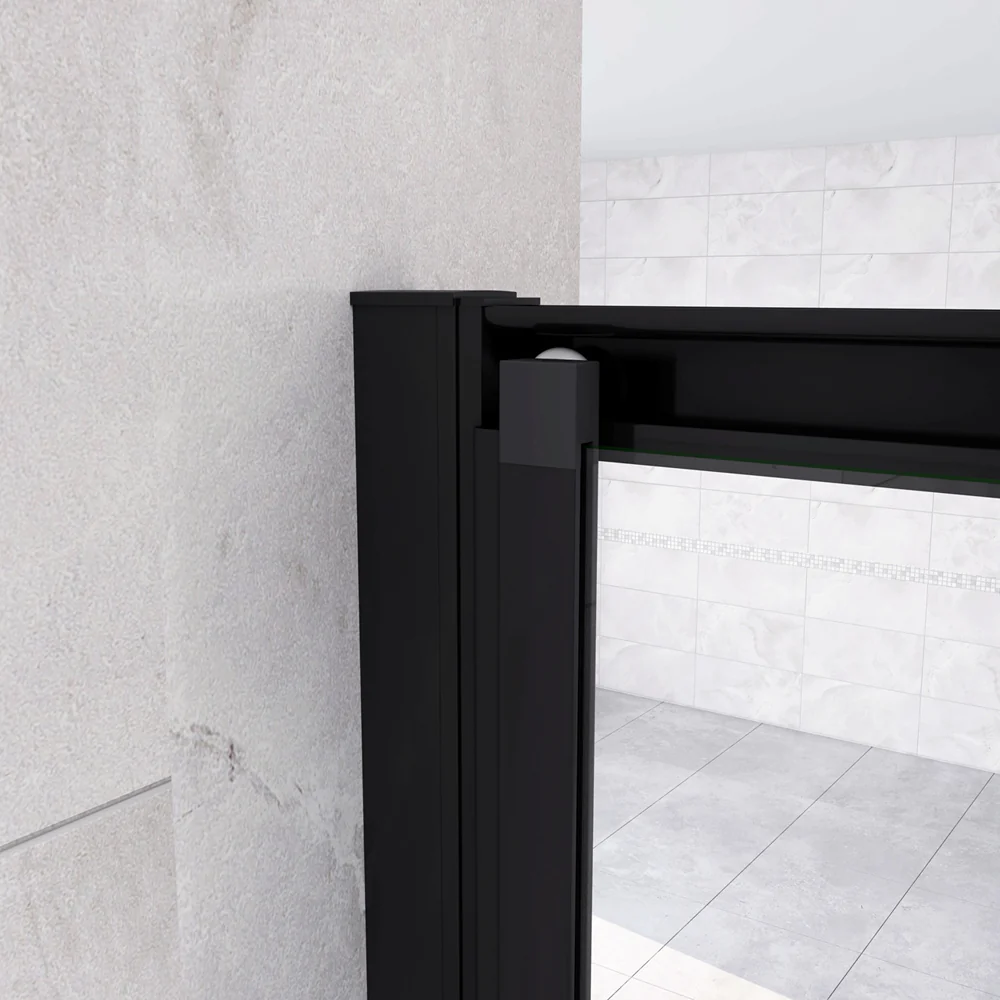 185cm Box Doccia per Nicchia Porta a Soffietto Vetro Temperato 5mm Trasparente  Profilo Nero Opaco - Image 5