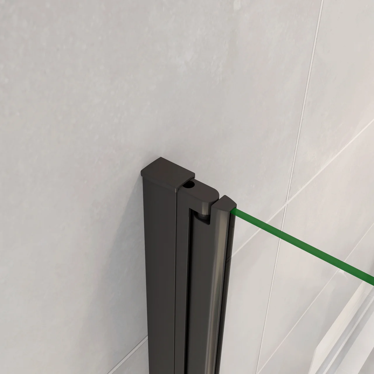 190cm Box Doccia Angolare Porta Battente Pieghevole con Parete Fissa in Vetro Temperato 5mm Anticalcare Barra Stabilizzatrice da 45cm Nera Opaca - Image 7