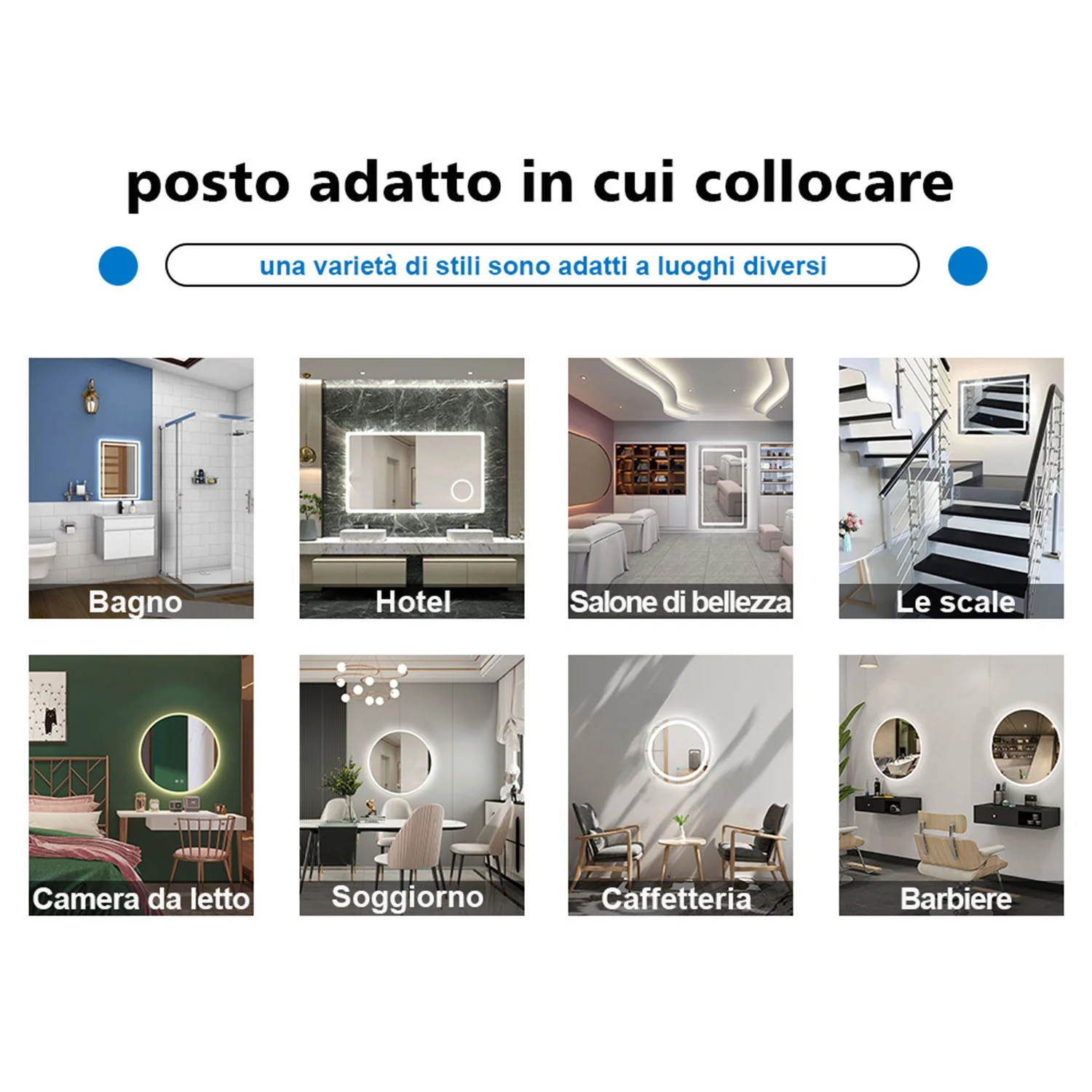 Aica 50X70cm Specchio Quadrato per Bagno Specchio Cosmetico per Interruttore Touch Control Anti-appannamento Bagno - Image 9