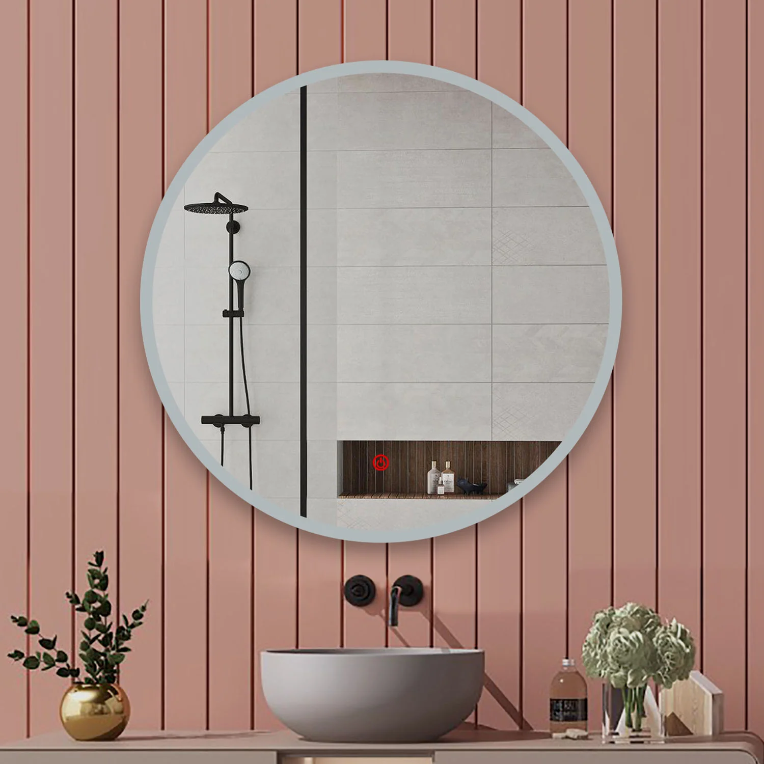 AICA 120×120cm Interruttore Touch|Antiappannamento|Specchio Tondo|IP44 - Image 8