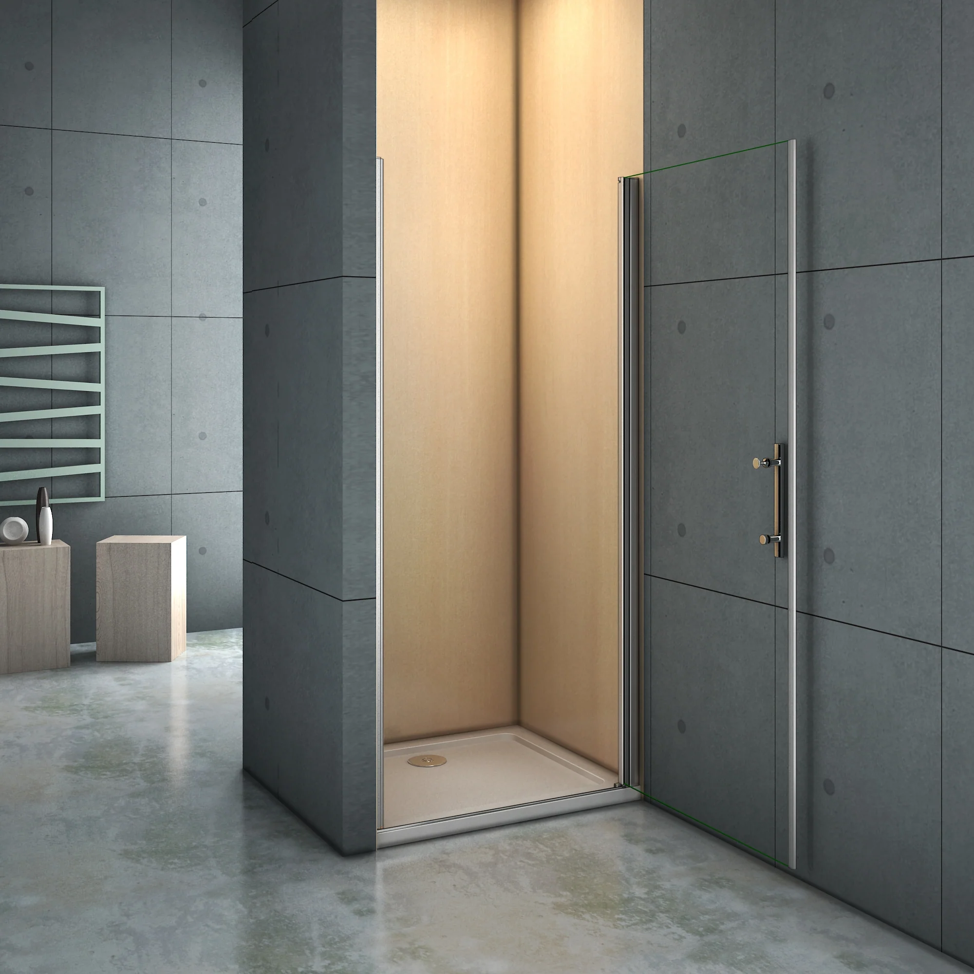 Aica 190 cm Porta Doccia Per Nicchia Da Bagno Apertura Battente In Vetro 6 mm Temperato Trasparente Anticalcare - Image 3