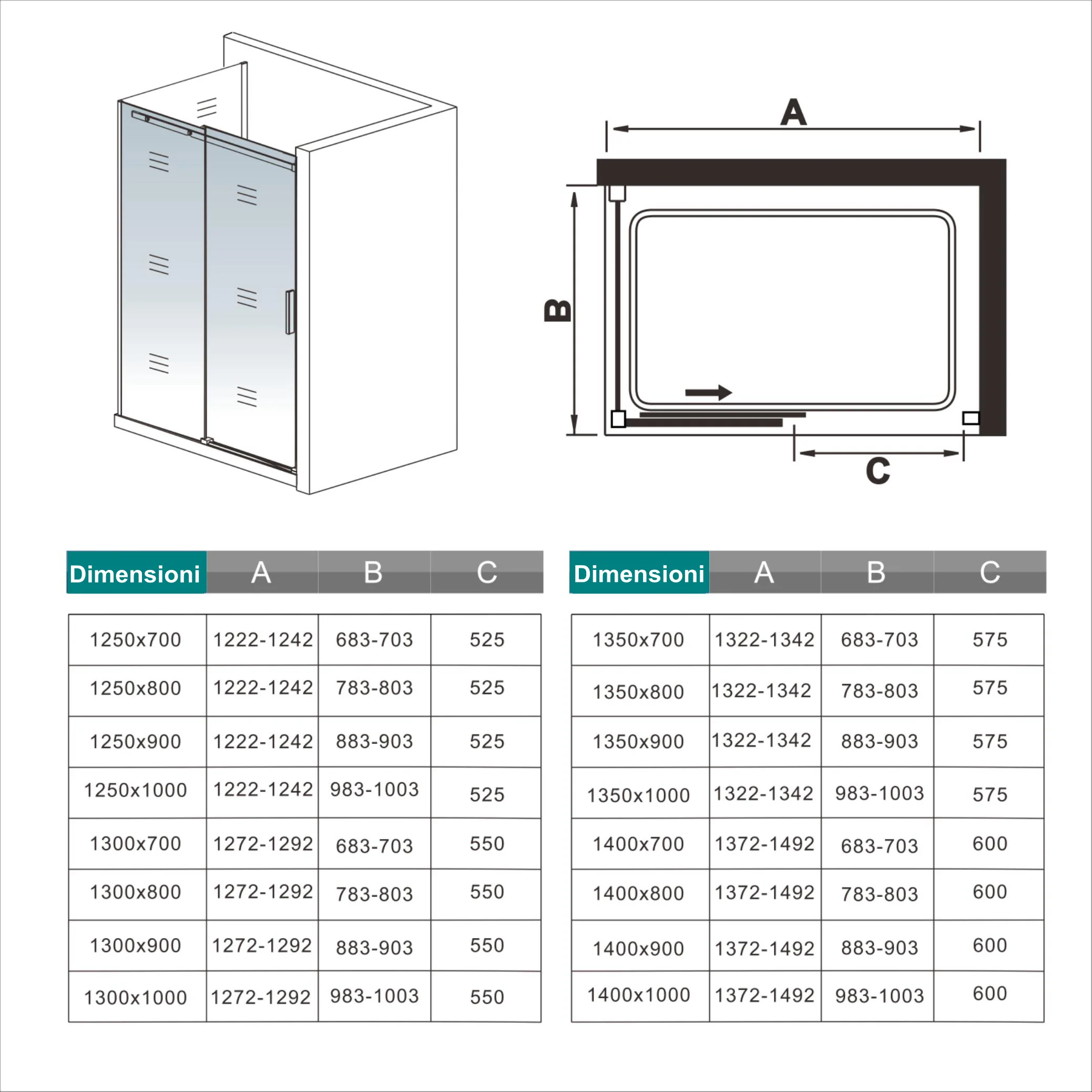 Aica 195 cm Box Doccia Angolare Porta Scorrevole con Parete Fissa Vetro 8 mm Temperato Anticalcare Telaio in Alluminio Cromato Lucido - Image 10