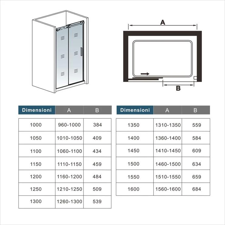Aica 195cm Porta Doccia Per Nicchia Anta Scorrevole Ingresso Laterale In Vetro 6mm Temperato Trasparente Telai In Alluminio Cromato Lucido - Image 6