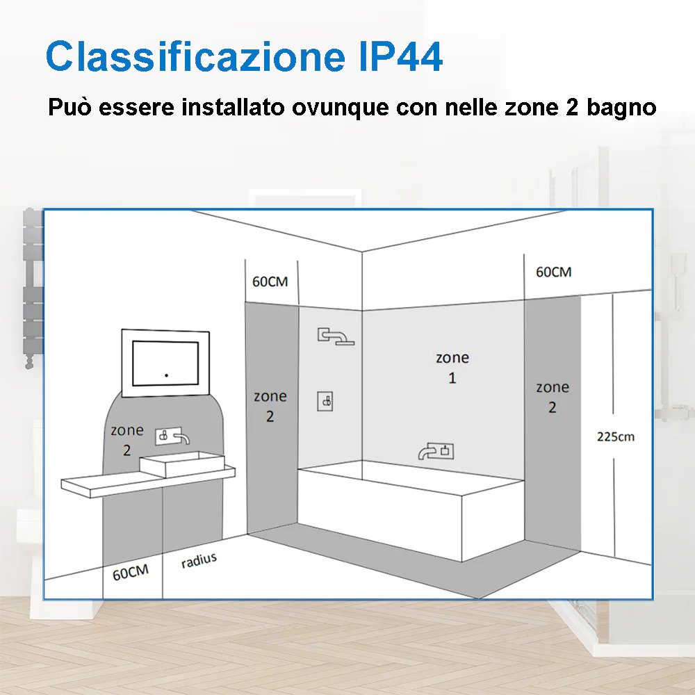 45×120cm Specchio Quadrato , Specchio Semplice, Vetro Ramato, IP44 - Image 8