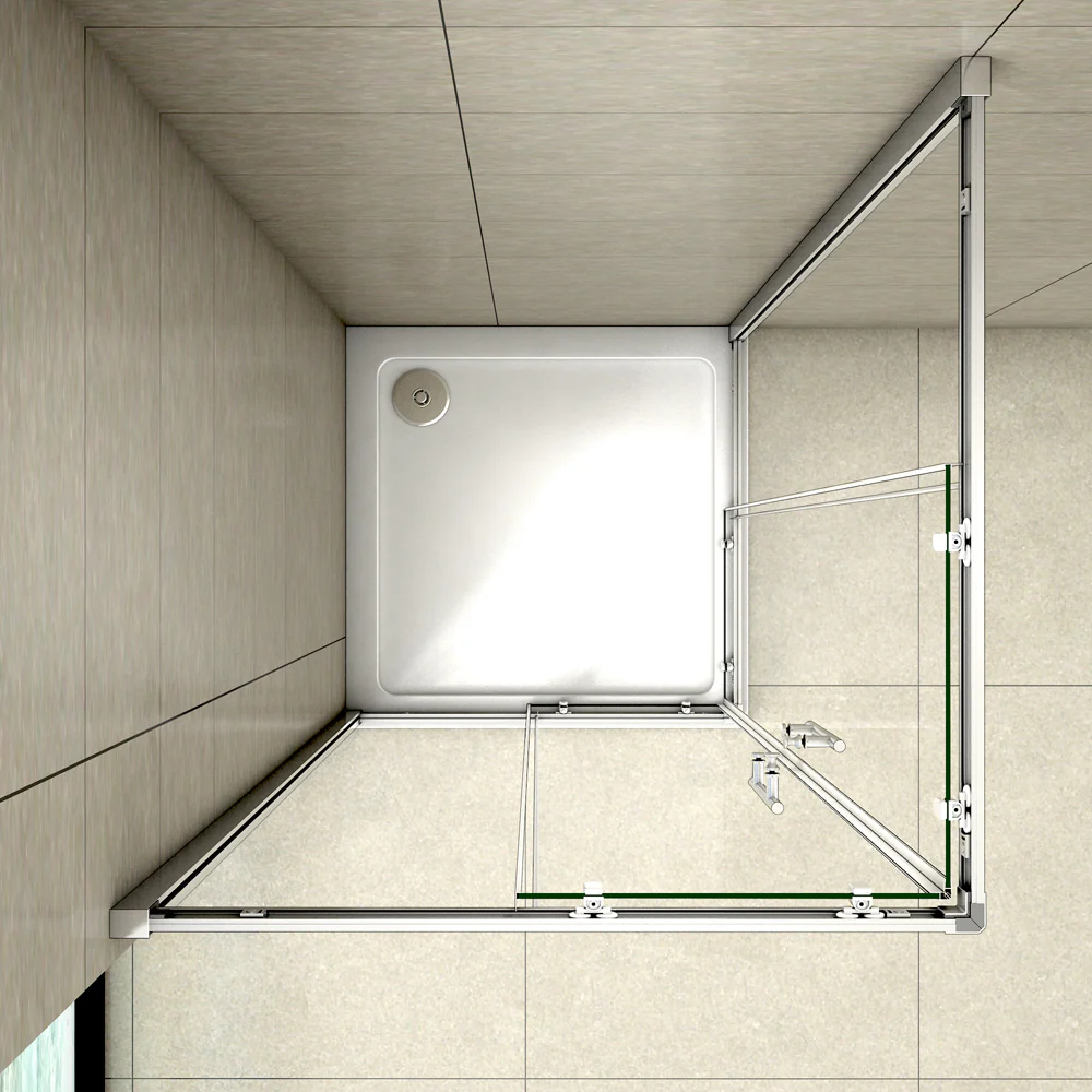 Aica 195 cm Box Doccia Angolare Doppie Porte Scorrevoli In Vetro 6mm Temperato Anticalcare Trasparente e Telaio Cromo Lucido varie dimensioni - Image 4