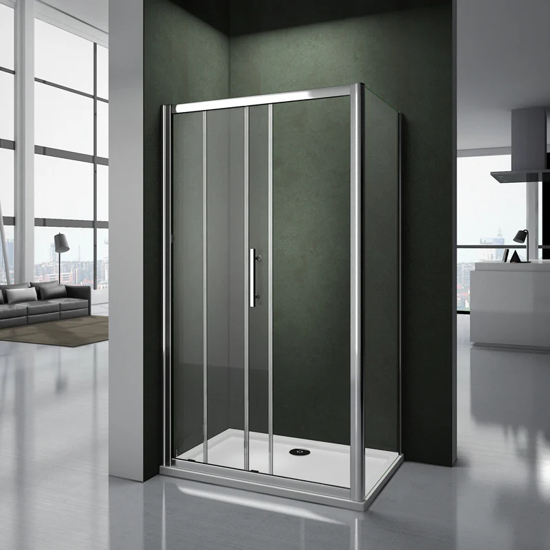 Aica Box Doccia Angolare 185cm Porta Scorrevole Bagno Vetro Temperato Trasparente Anticalcare - Image 4