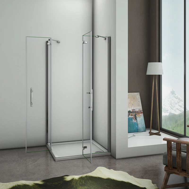 Aica 195 cm Box Doccia Angolare Doppie Porte Battenti Vetro 6 mm Temperato Anticalcare Trasparente Telaio Cromo Lucido varie dimensioni - Image 3