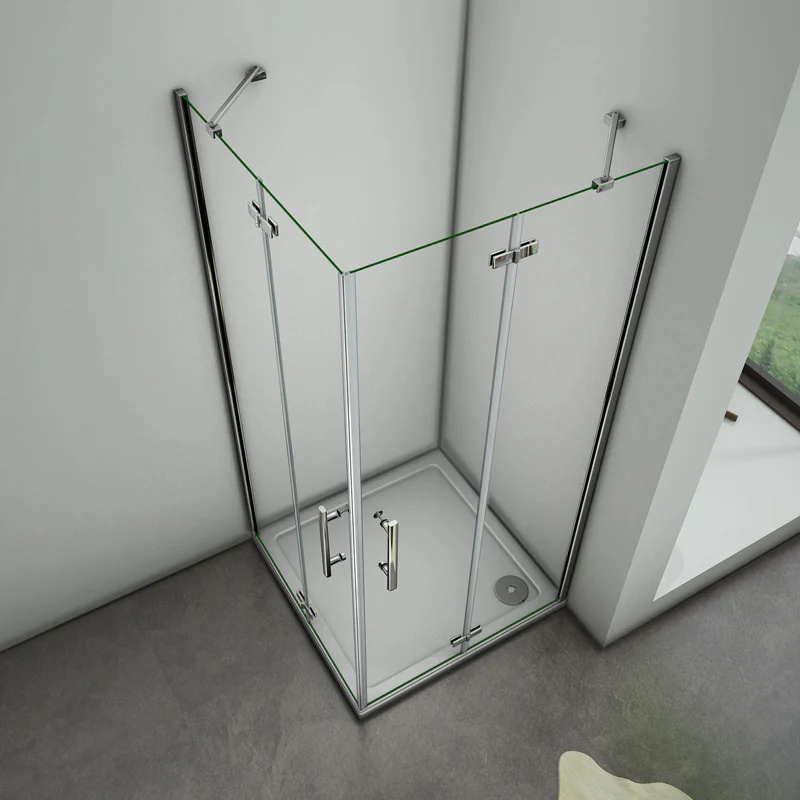 Aica 195 cm Box Doccia Angolare Doppie Porte Battenti Vetro 6 mm Temperato Anticalcare Trasparente Telaio Cromo Lucido varie dimensioni - Image 4