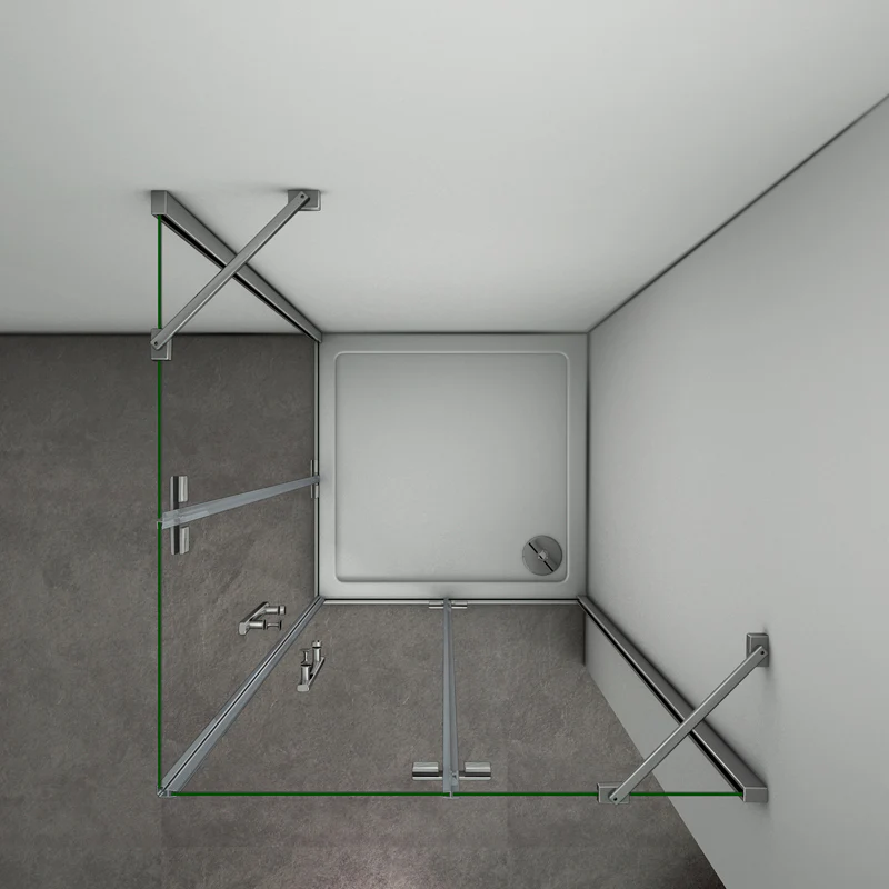 Aica 195 cm Box Doccia Angolare Doppie Porte Battenti Vetro 6 mm Temperato Anticalcare Trasparente Telaio Cromo Lucido varie dimensioni - Image 5