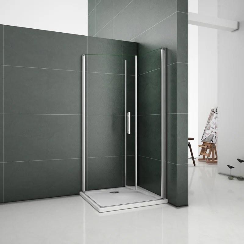 Aica 185cm Box Doccia Angolare Due Porte a Battente Rotazione Di 180 Gradi Vetro Temperato 6mm Anticalcare Trasparente varie dimensioni - Image 2