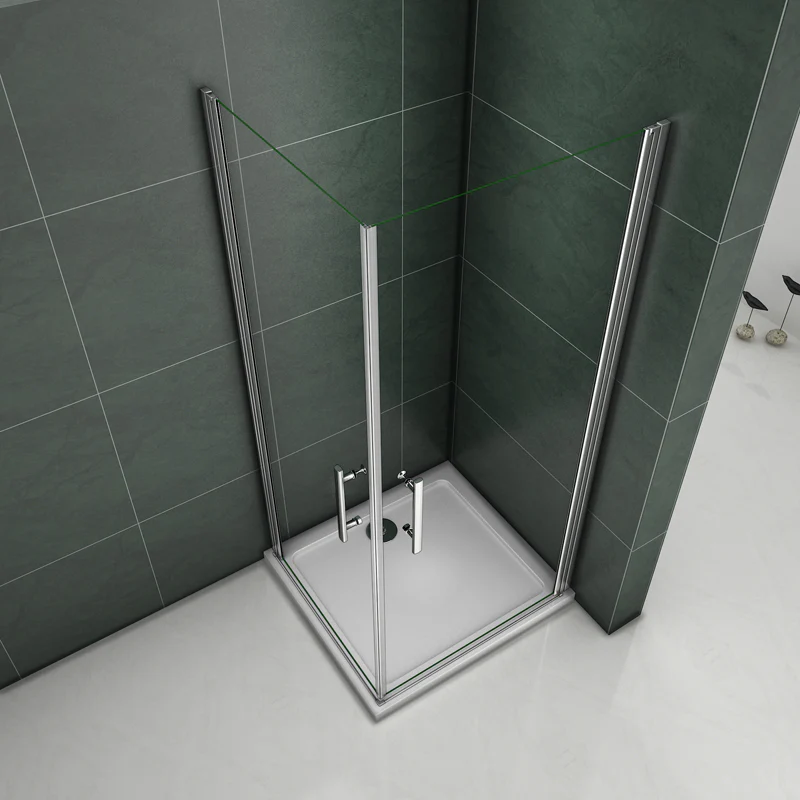 Aica 185cm Box Doccia Angolare Due Porte a Battente Rotazione Di 180 Gradi Vetro Temperato 6mm Anticalcare Trasparente varie dimensioni - Image 4