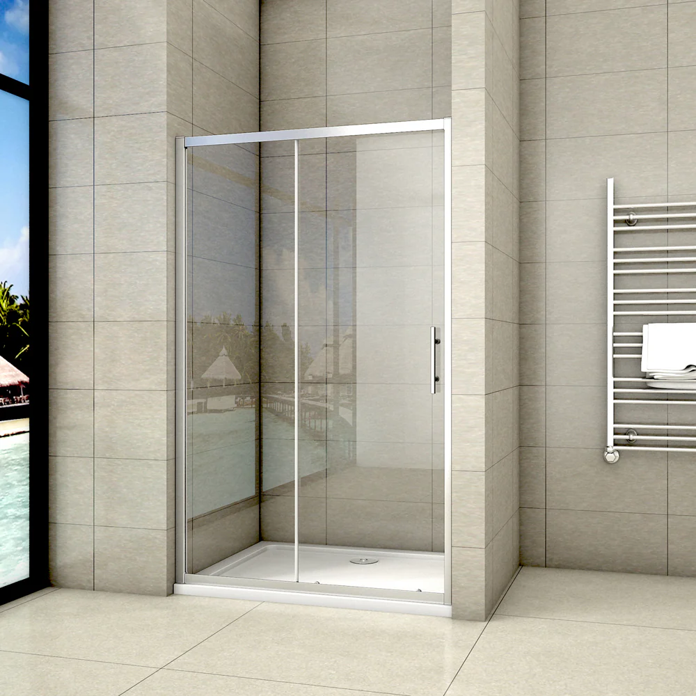 Aica 190 cm Porta Doccia Per Nicchia Anta Scorrevole Ingresso Laterale In Vetro 5mm Temperato Trasparente