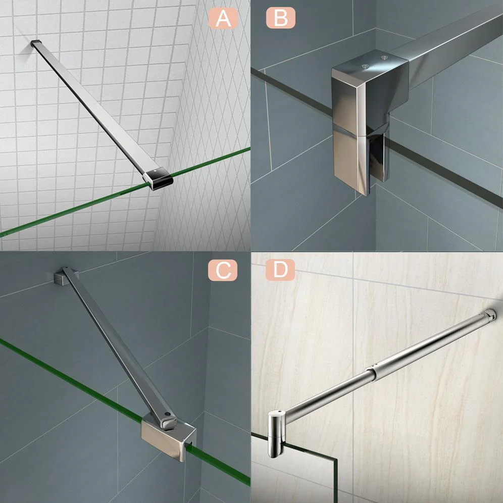Aica Parete Per Doccia Walk In Alta 185 cm Con Barra Stabilizzatrice Vetro 6mm Temperato Trasparente Anticalcare - Image 4