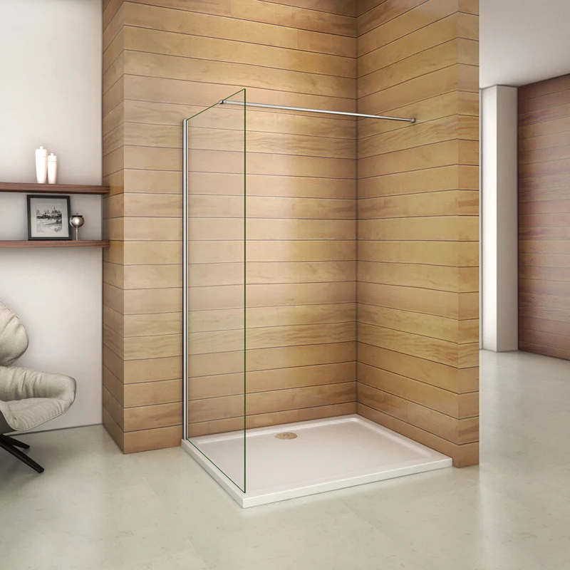 Aica Box Doccia Parete Doccia Walk In Alta 195cm Vetro Temperato Trasparente Anticalcare 6mm Easyclean Con Barra Stabilizzatrice - Image 15
