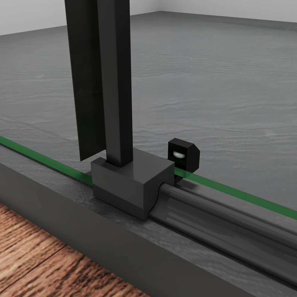Aica 200 cm Box Doccia Per Nicchia Porta Scorrevole Ingresso Laterale In Vetro 8 mm Temperato Trasparente Anticalcare Telaio Nero Opaco - Image 7