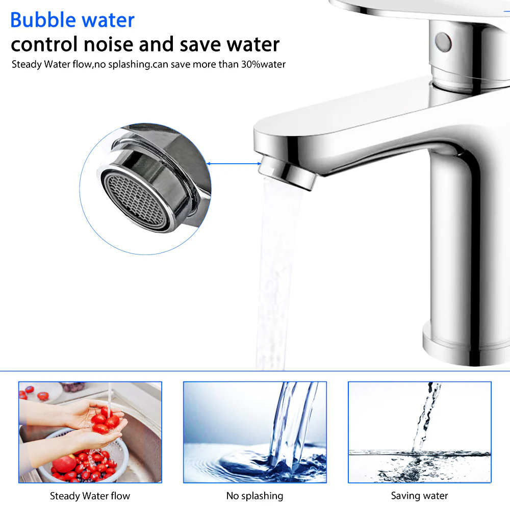 Aica Rubinetto Bagno Lavabo Durevole, Caldo e freddo, Cromata - Image 5