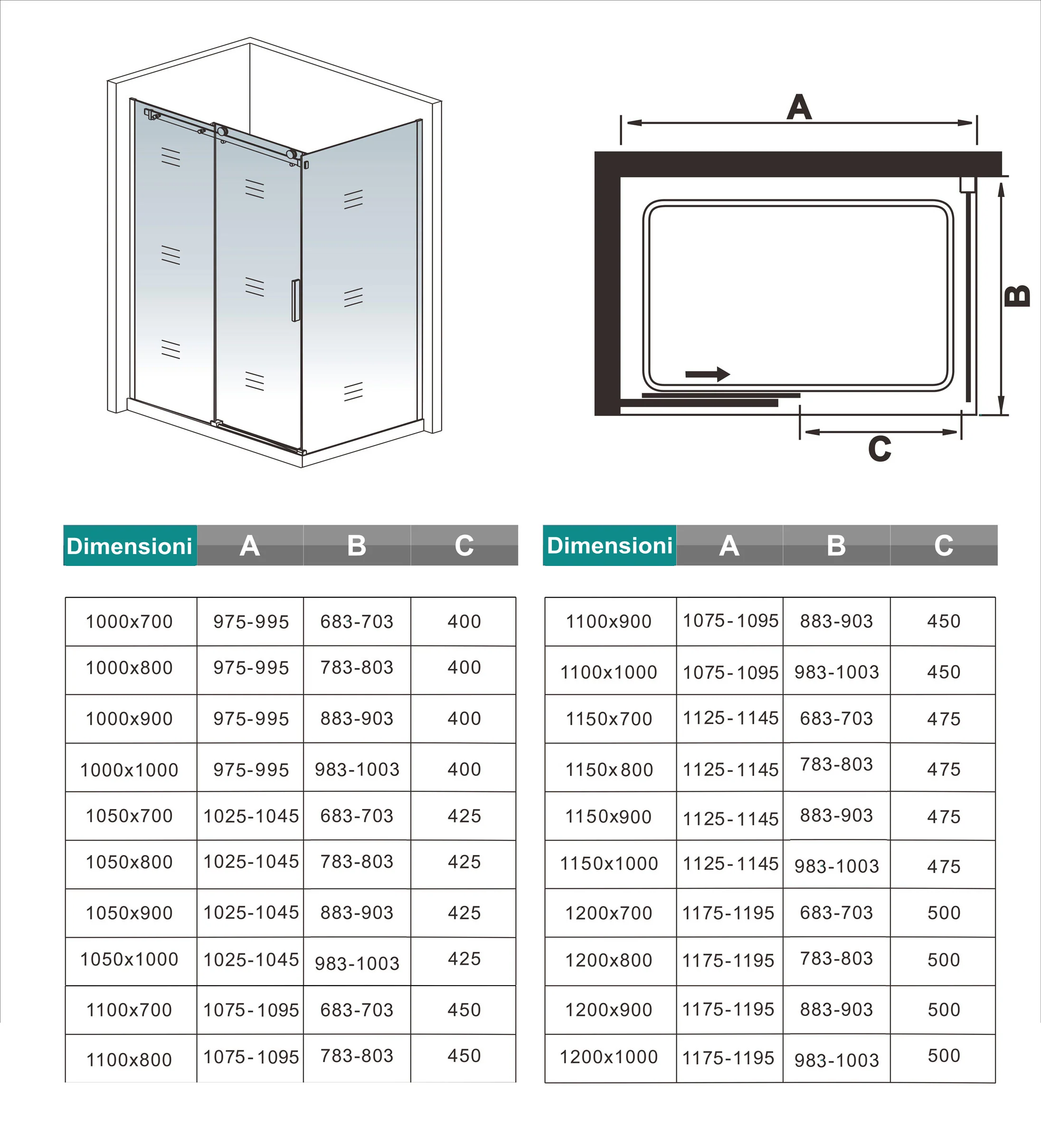 Box Doccia Angolare  H.195 cm Porta Scorrevole con Parete Fissa Vetro 8 mm Temperato Anticalcare Trasparente Telaio Cromo Dorato - Image 10