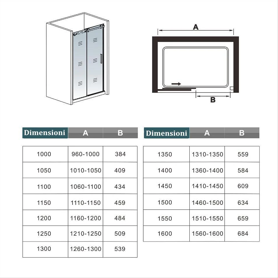 Box Doccia Per Nicchia Porta Scorrevole Ingresso Destro Vetro 8 mm Temperato Satinato Opaco Anticalcare 195cm - Image 7
