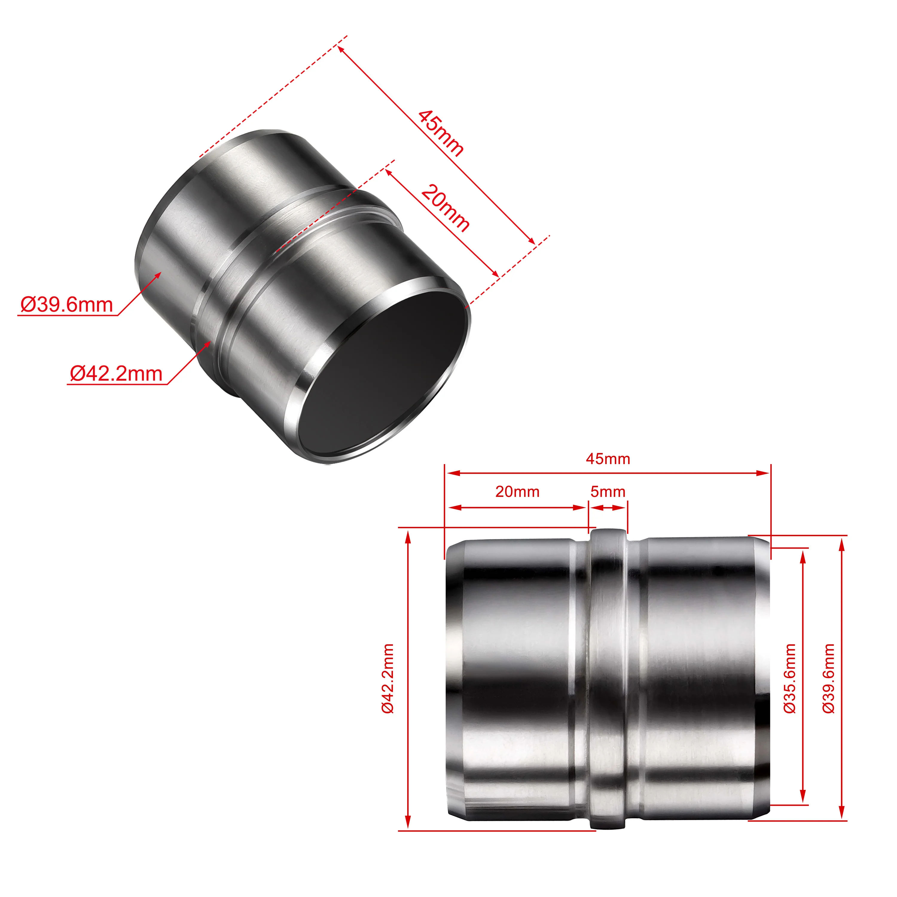 Connettore regolabile /Connettore dritto in acciaio inox 304 per corrimano Ø42.2/42.4mm parete - Image 10