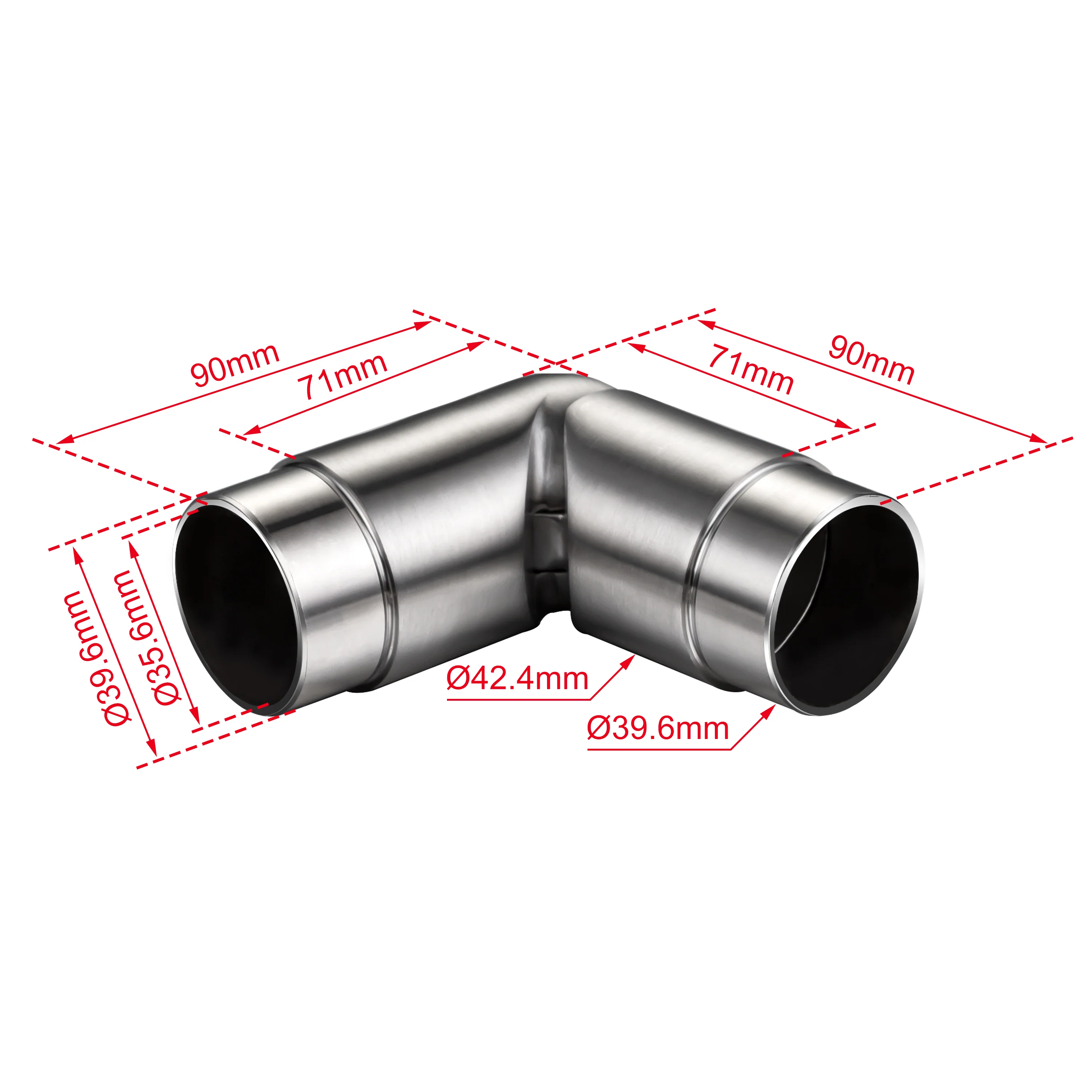 Connettore regolabile /Connettore dritto in acciaio inox 304 per corrimano Ø42.2/42.4mm parete - Image 11