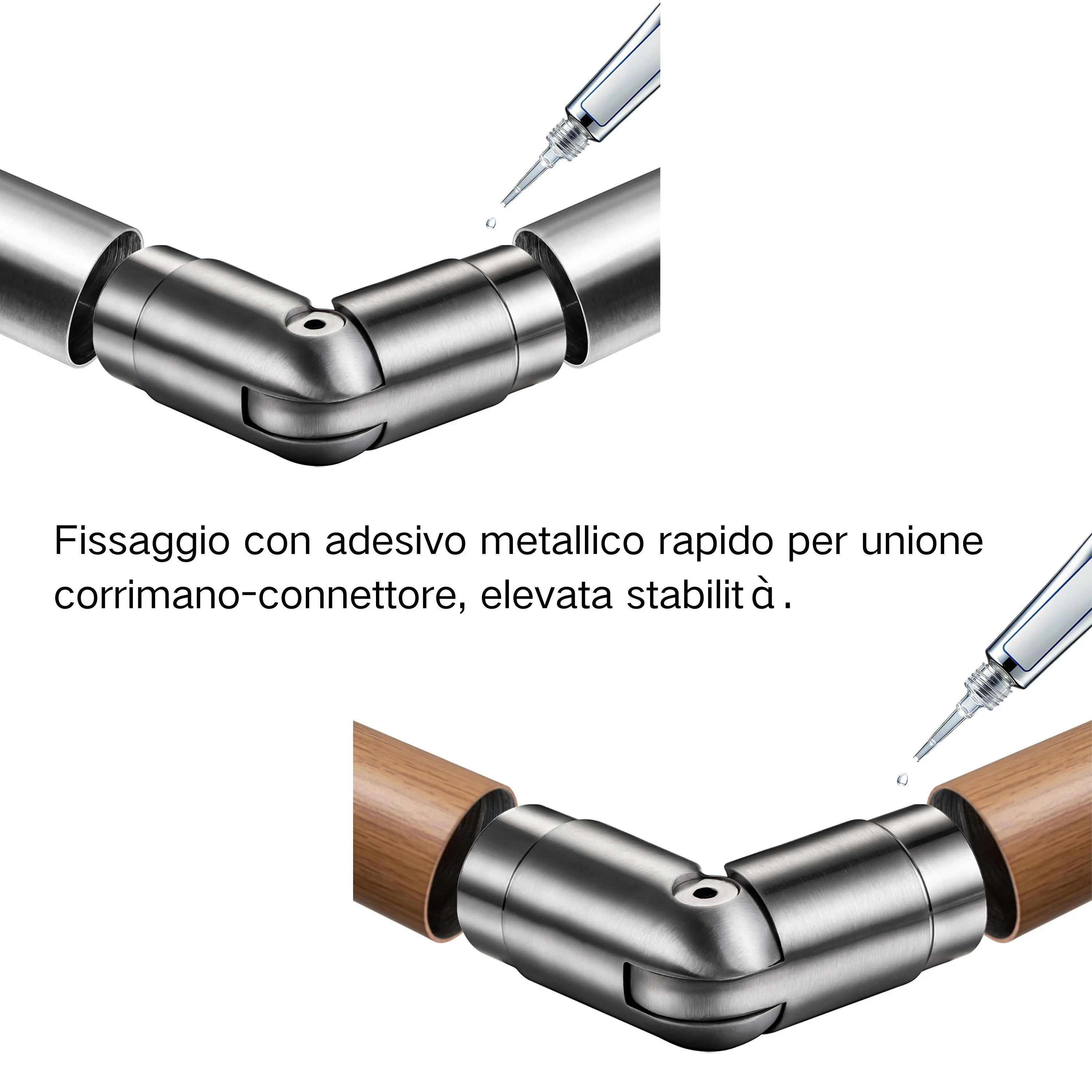Connettore regolabile /Connettore dritto in acciaio inox 304 per corrimano Ø42.2/42.4mm parete - Image 7