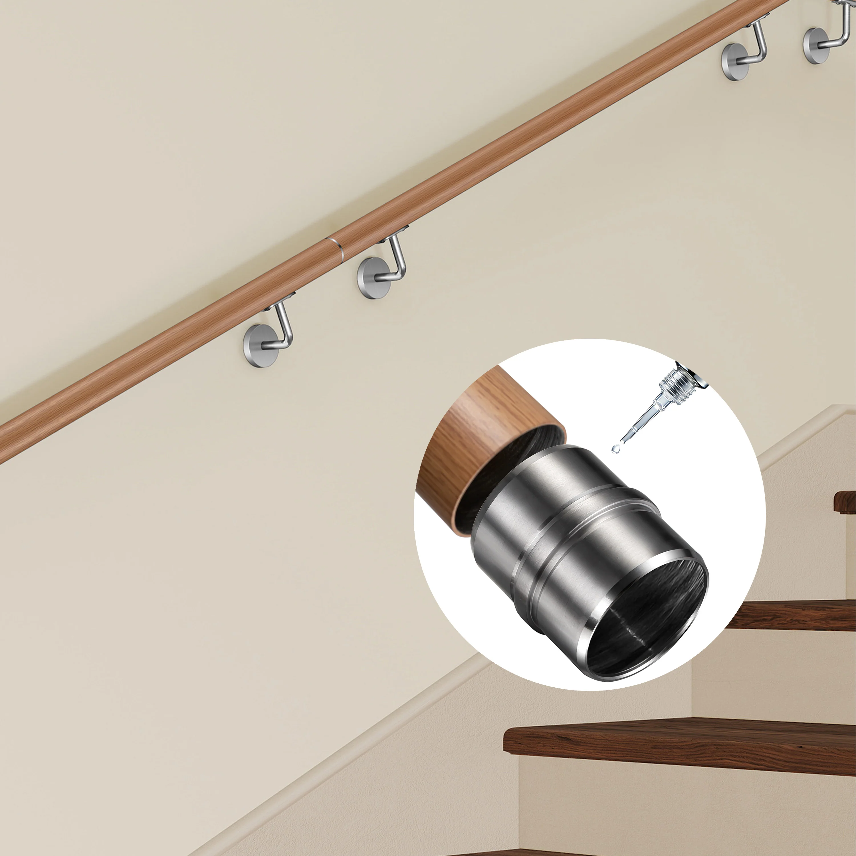 Connettore regolabile /Connettore dritto in acciaio inox 304 per corrimano Ø42.2/42.4mm parete - Image 9