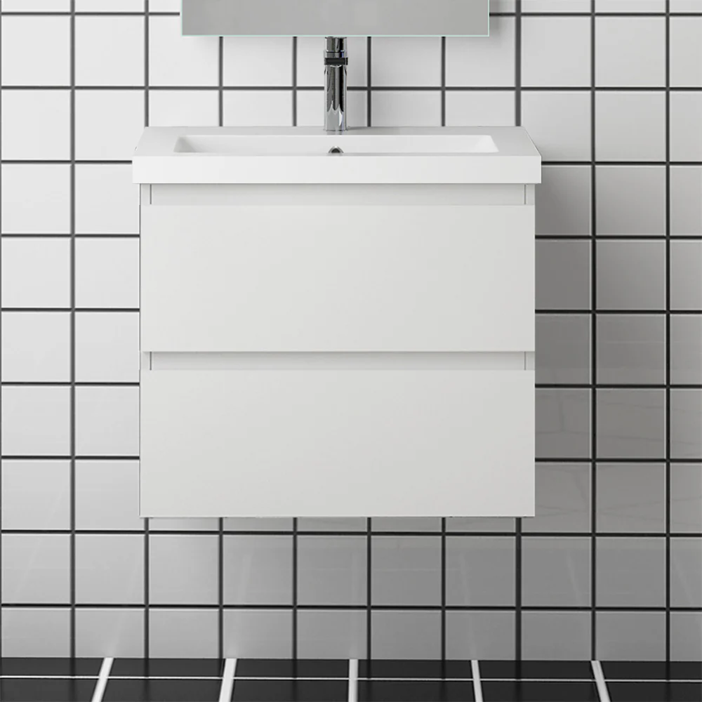 Aica sospeso salvaspazi Mobile Bagno , con lavabo in Ceramica e 2 cassetti - Image 4