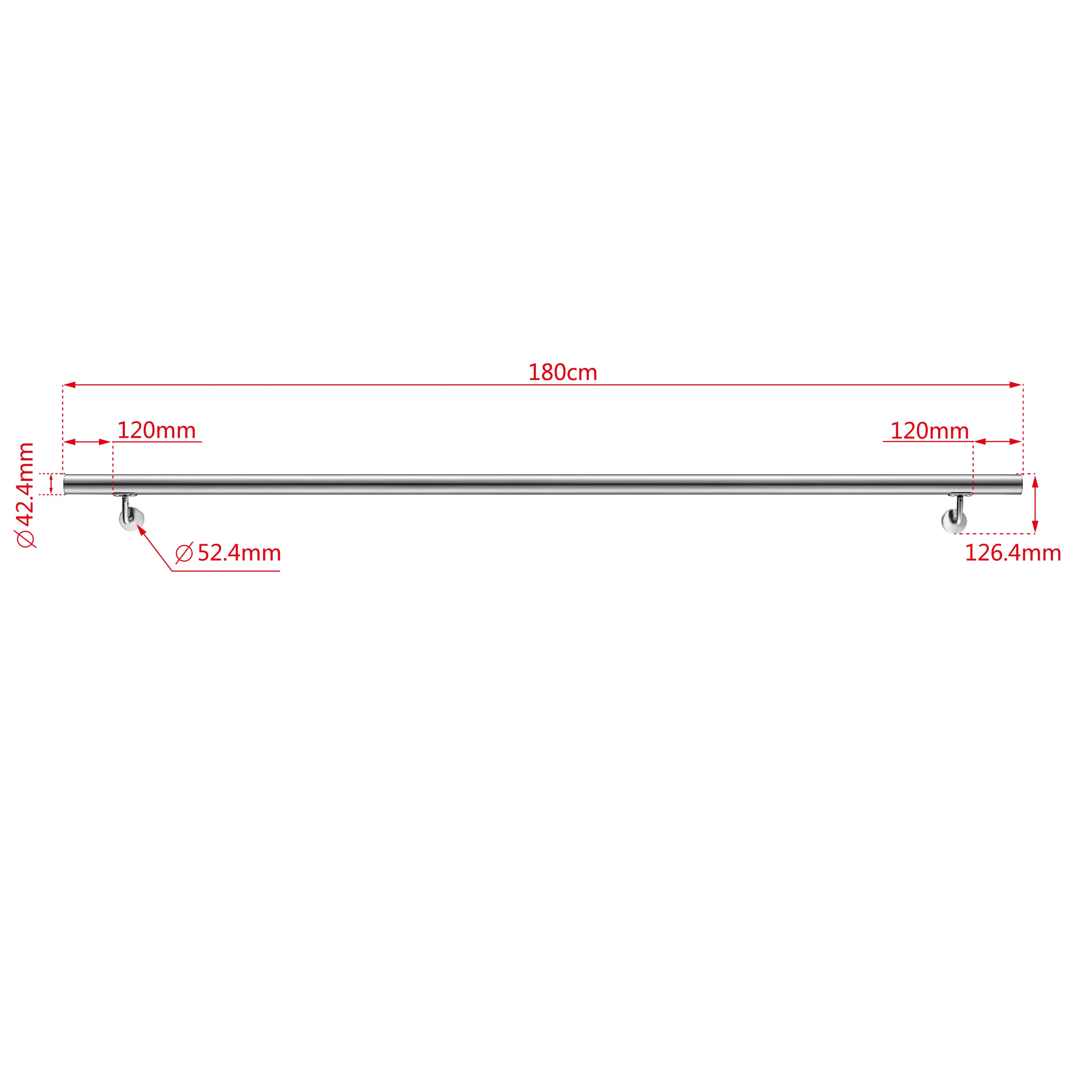 Corrimano in acciaio inox 304 spazzolato 80/100/120/150/180/200cm per interni ed esterni scale - Image 9