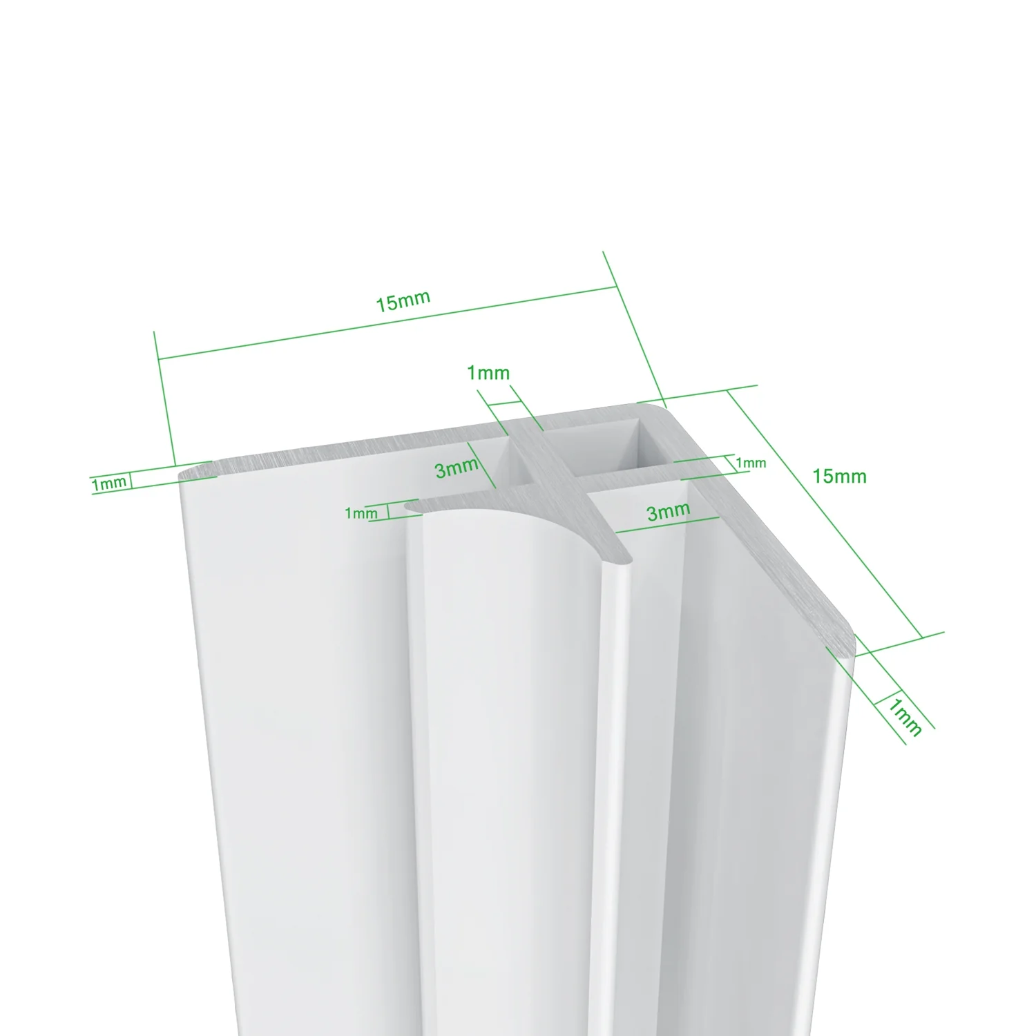 H.210 cm Pannello Doccia ad Angolo Realizzato in Alluminio da 3 mm con Profili Finitura Bianco Alba per Rivestimento Parete Bagno - Image 7