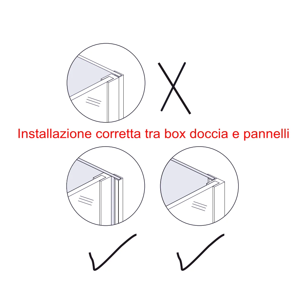 H.210 cm Pannello Doccia ad Angolo Realizzato in Alluminio da 3 mm con Profili Finitura Grigio Cemento per Rivestimento Parete Bagno - Image 8