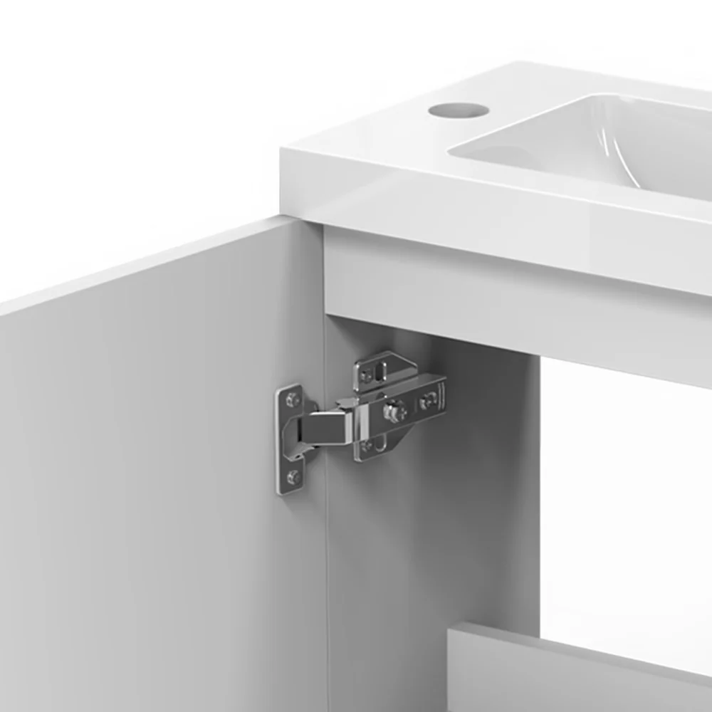 Aica Mobile Bagno Monoblocco Sospeso 44×23×60 cm per Piccoli Spazi con Maniglia e Lavabo in Alluminio - Image 20