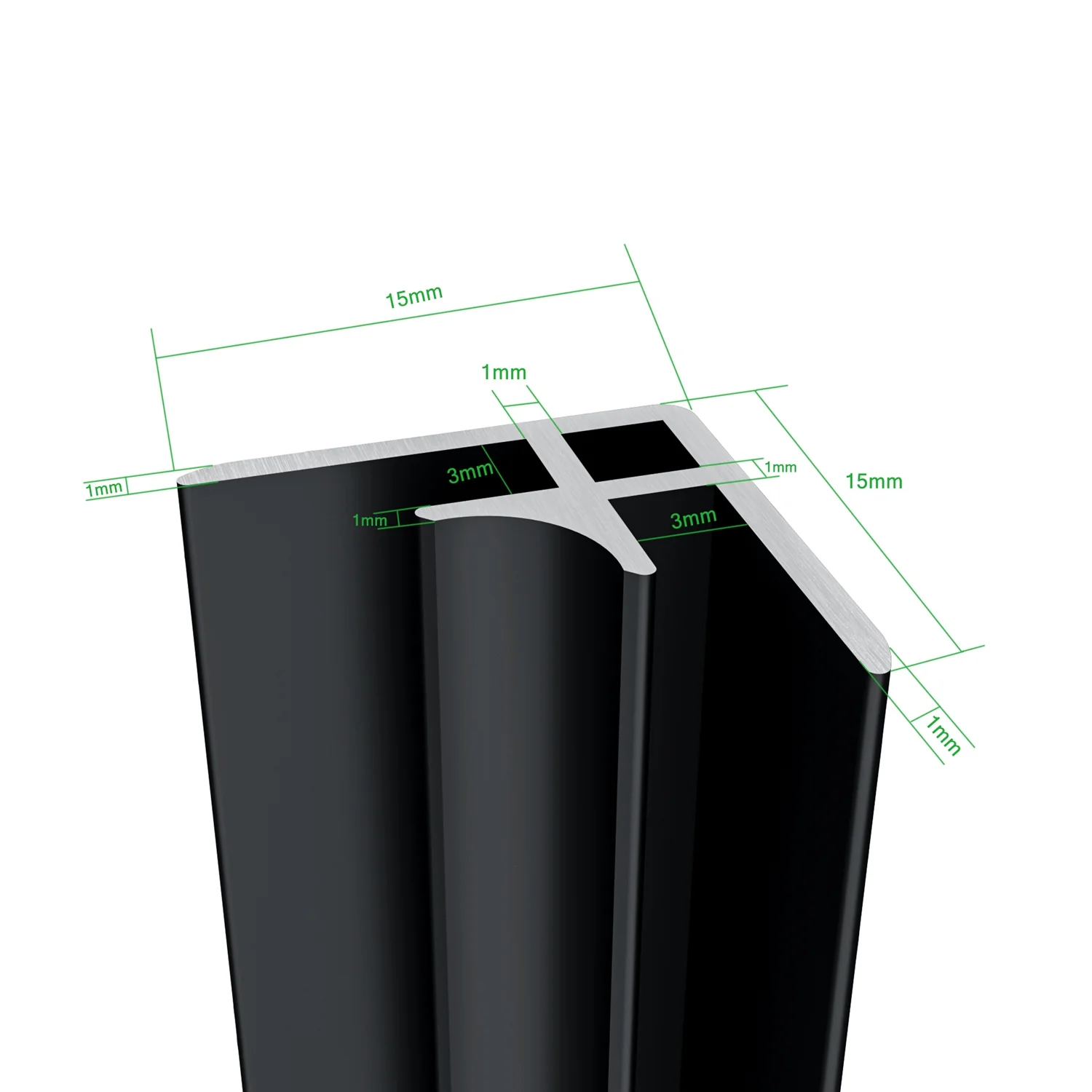 Pannello doccia angolare H.210 cm, disponibile in più misure, realizzato in alluminio da 3 mm con finitura nero opaco, adatto per l'arredo delle pareti del bagno. - Image 8
