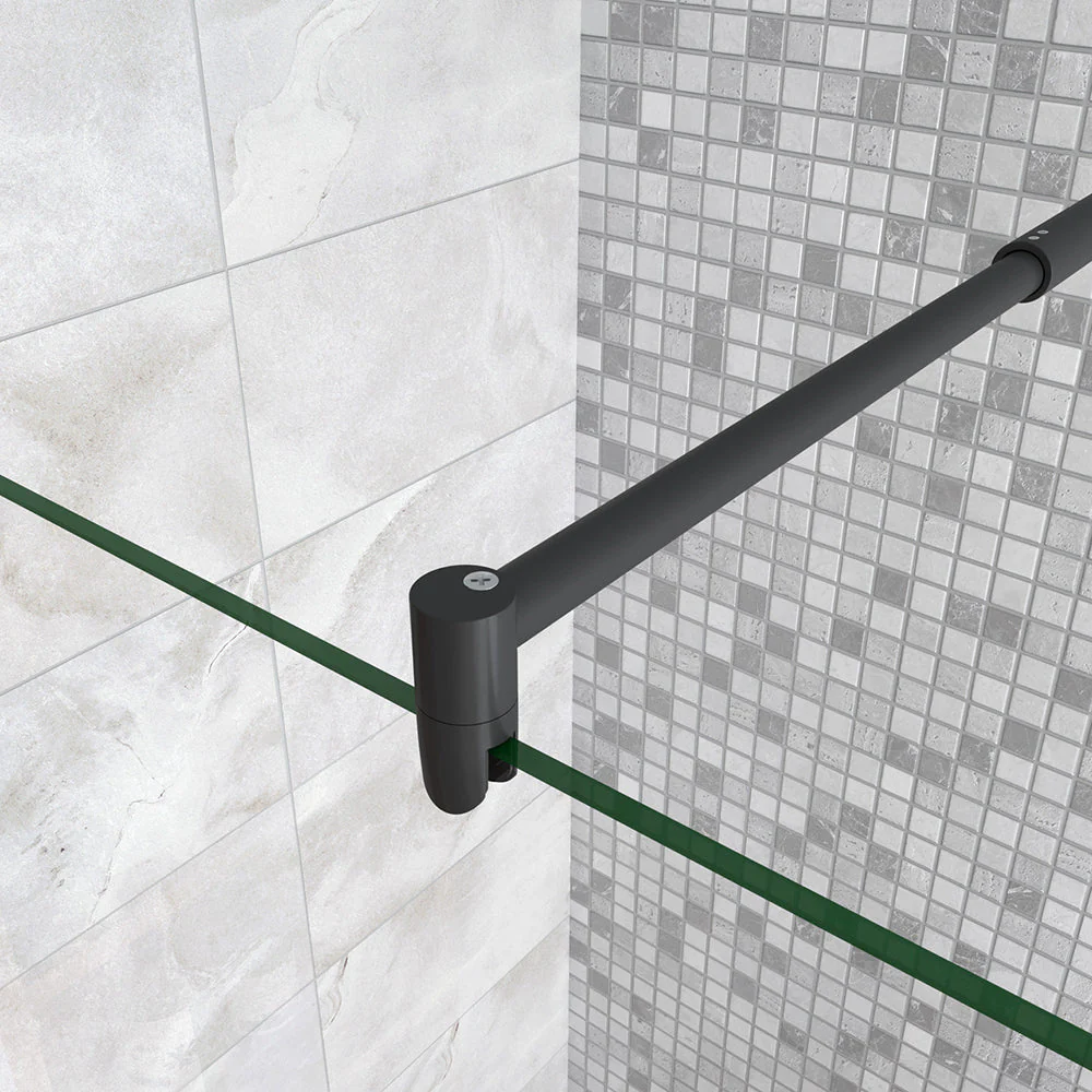 Parete Fissa Doccia Walk In Vetro Temperato Trasparente Anticalcare 6mm con Barra Stabilizzatrice Nero Opaco - Image 21