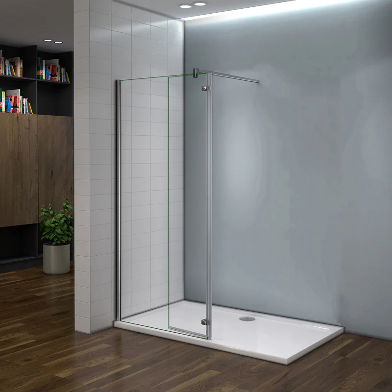 Parete doccia walk-in alta 200 cm con pannello rimovibile da 40 cm, barra stabilizzatrice in vetro temperato trasparente anticalcare da 8 mm o senza barra stabilizzatrice - Image 5