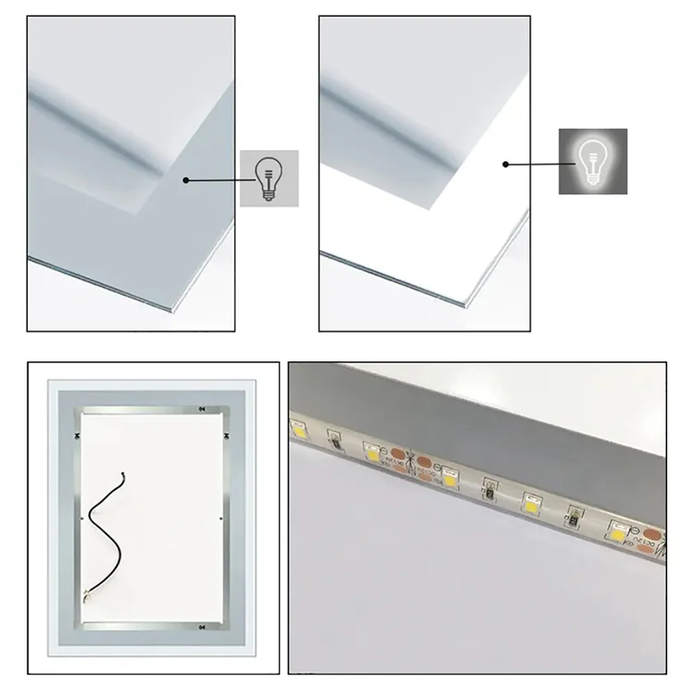 Aica LED Specchio da bagno 50×70 cm, luminosit regolabile a 3 colori, antiappannamento, memoria di interruzione di corrente - Image 6