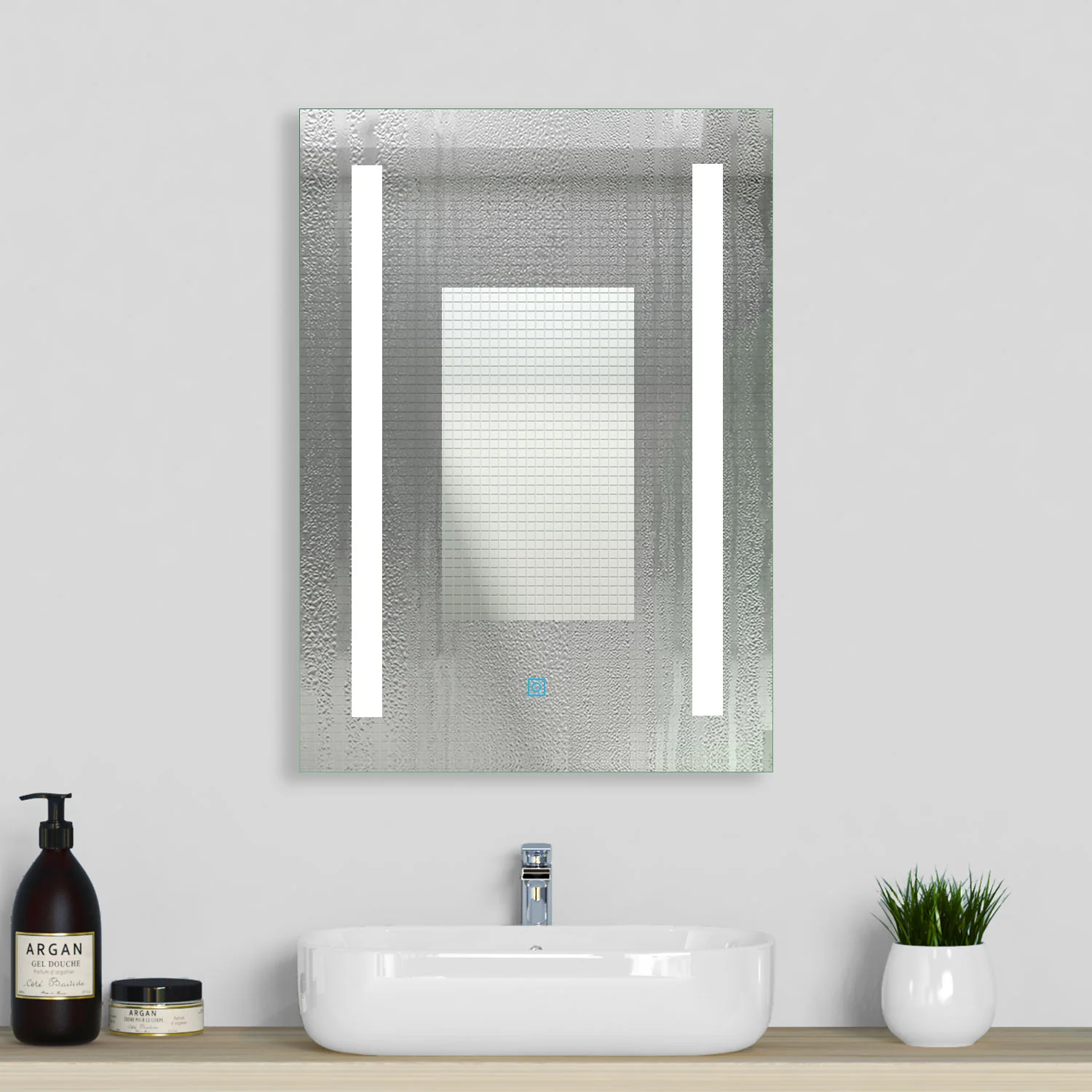 Aica Specchio da Bagno Rettangolare a LED Specchio da Toeletta Specchio da Parete, Luce Bianca 6000K, Antiappannamento, Tocco,IP44 - Image 2