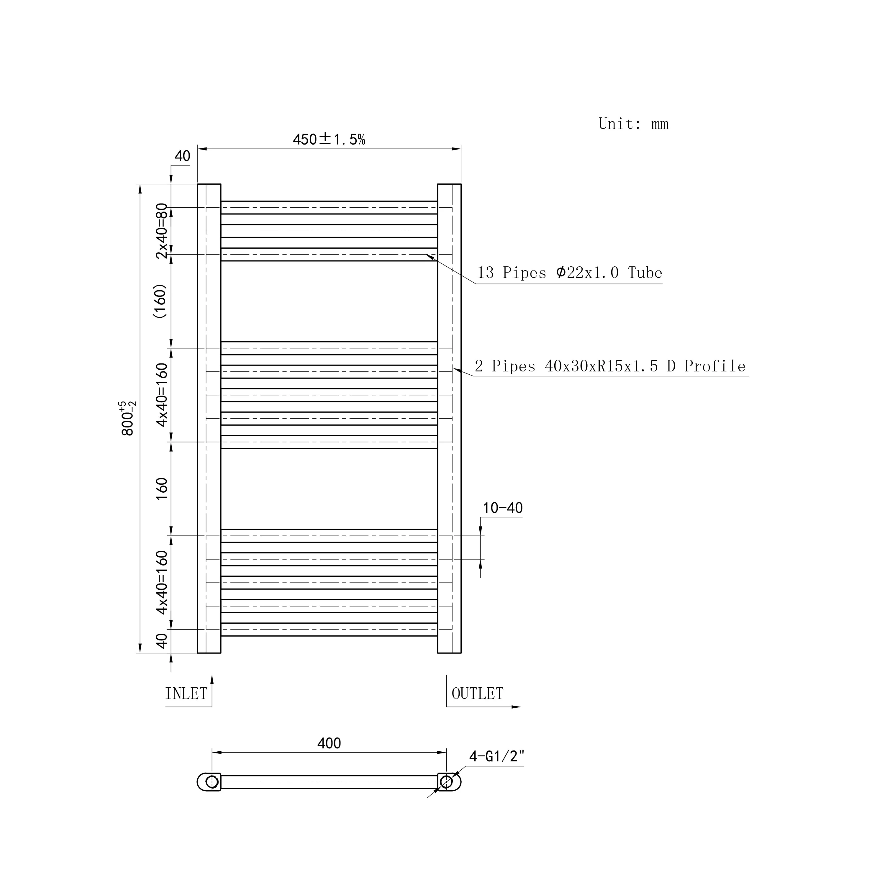 Termoarredo Bagno Scaldasalviette Acciaio Radiatore Calorifero Termosifone Bianco Lucido - Image 19