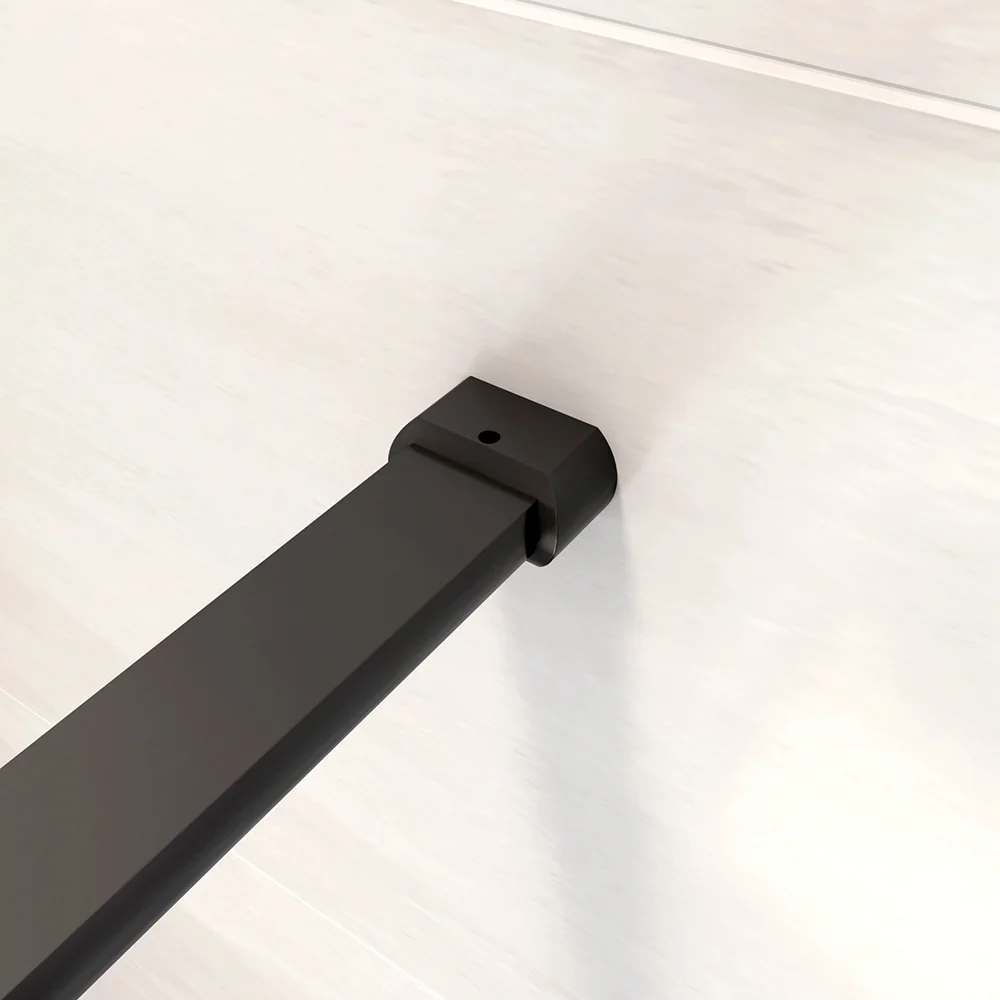 Walk in Doccia Due Pareti Vetro 8mm Temperato Anticalcare Antifrantumi Fascia Opaca Barra Stabilizzatrice 90cm Nera Opaca - Image 8